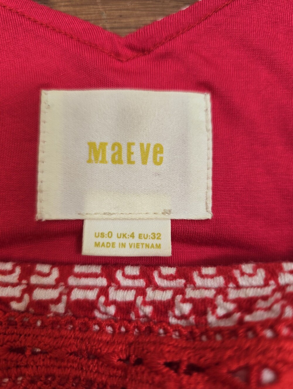 Maeve Emma Geometric Fit-Flare Embroidered Knit Dress Sz.0 Crochet Sleeveless - Picture 12 of 14